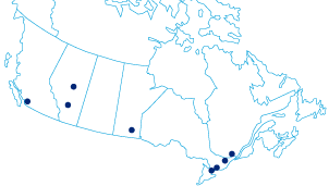 Hays Offices across Canada map | Hays Specialist Recruitment